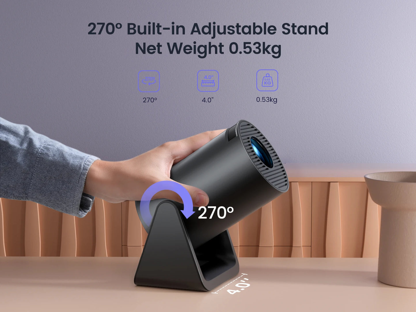 L1 Mini Projector - 1080P, 300 ANSI, Android 11, WiFi & Bluetooth, Auto Keystone, Portable Home Projector