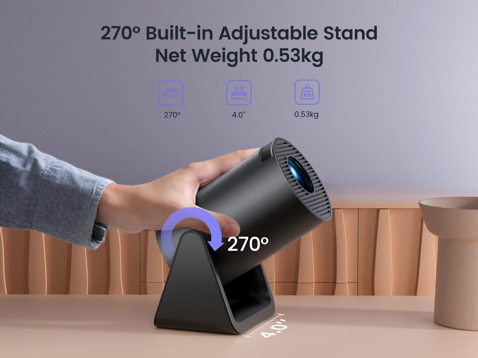 L1 Mini Projector - 1080P, 300 ANSI, Android 11, WiFi & Bluetooth, Auto Keystone, Portable Home Projector
