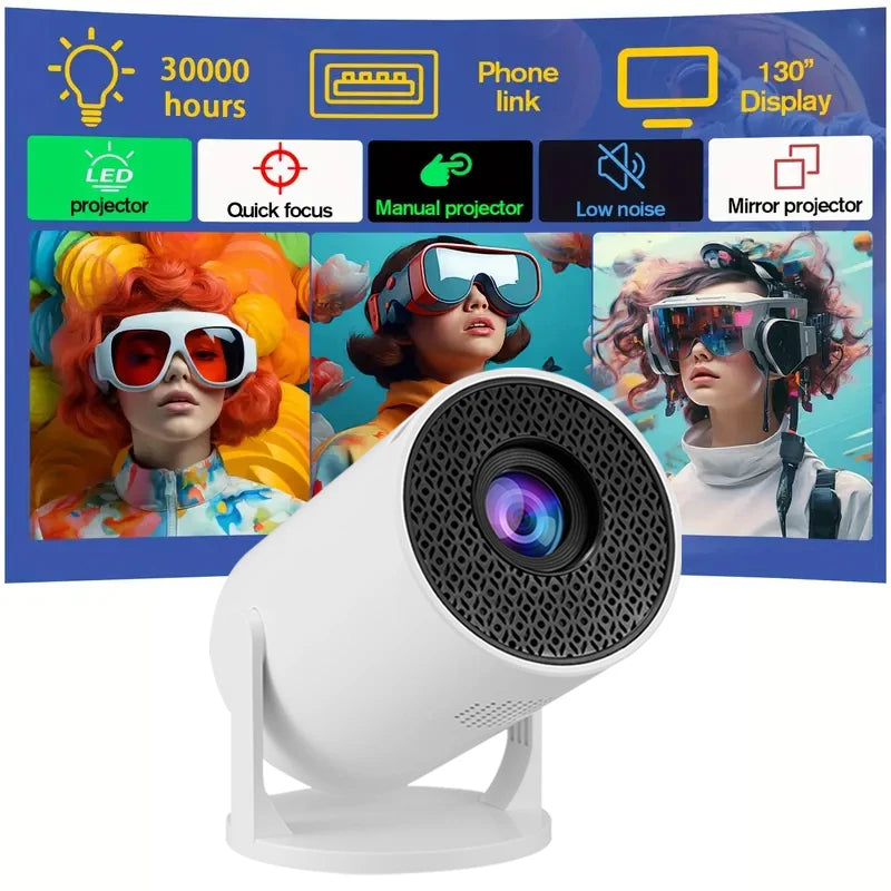 Portable HY300 Mini Projector Y200 - 1080P High Definition Home Cinema Projector with Wired and Wireless Mirroring, Ideal for Christmas Gifts